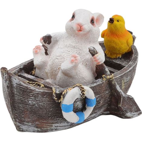 deco jardin exterieurFigurine de jardin animal en résine synthétique blanc - Décor extérieur pour patio et terrasses (1/5)