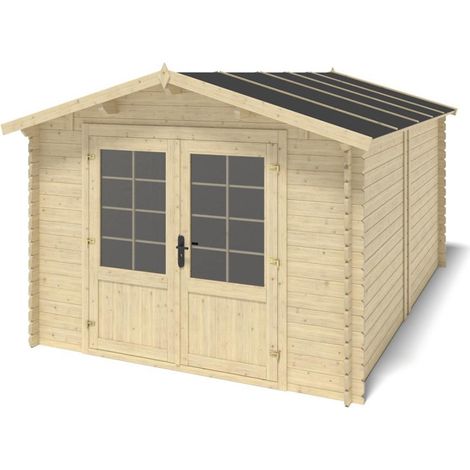 Casetta da giardino in legno - 12.00m2 - 3.00x4.00m - 28mm - colore: naturale - DOM661 (1/5)