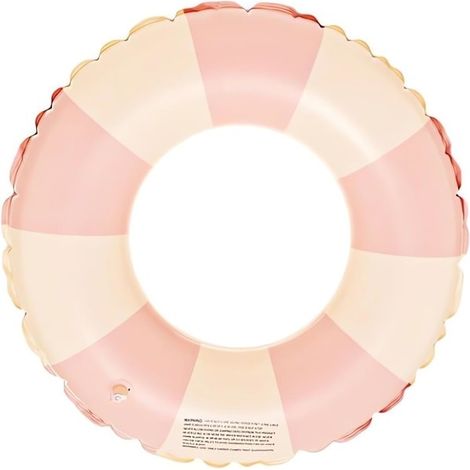 Bouée gonflable en PVC à rayures roses rétro, pour adultes, pour piscines un accessoire flottant destiné aux activités nautiques récréatives.-AquaForge (1/5)