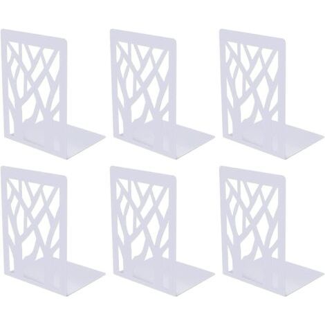 QORVA-Paire de serre-livres en métal antidérapants pour CD, parfaits pour le bureau, l'école et la maison. Séparateurs pour livres, CD et dossiers (blancs).