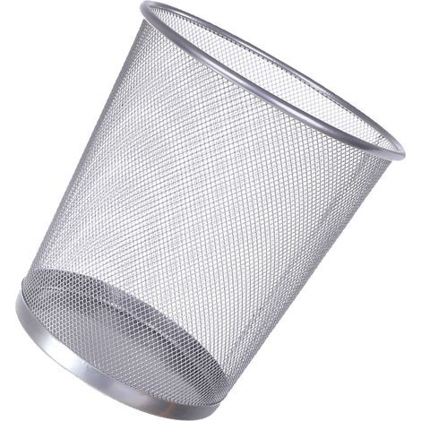 Poubelle ronde en fer grillagé, grande capacité, bien aérée, à ouverture sur le dessus, idéale pour la maison ou le bureau. (1/5)