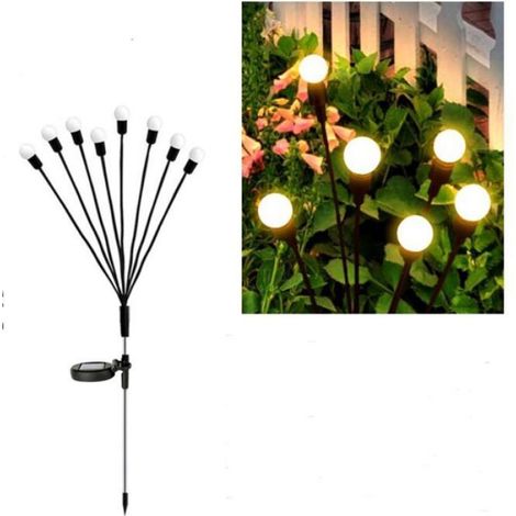 Set mit 2 Solar-Gartenleuchten mit 8 LEDs, IP65 wasserdicht, ideal für Balkone, Gärten, Terrassen und Einfahrten (warmweiß) (1/5)