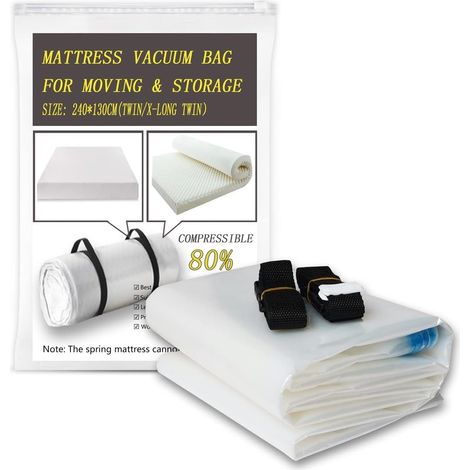 Housse De Rangement Matelas Housse Plastique Rangement Matelas Sous Vide - Housse Plastique Rangement Convient Pour Matelas Latex/éponge Rétréci De 80%, Compatible Avec Tous Les Aspira(Size:210x130cm) (1/5)