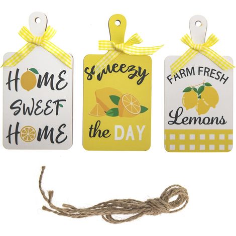 Ornement En Bois Citron - Décoration Murale Et Bureau - Motif Jaune Avec Texte Inspirant - Lot De 1 Pièce (1/5)
