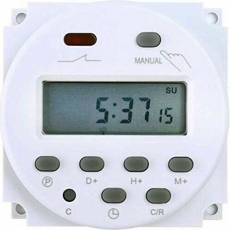 Clock, buzzer and timer for electrical panel. 12V electronic timer. Programmable LCD display. (1/5)