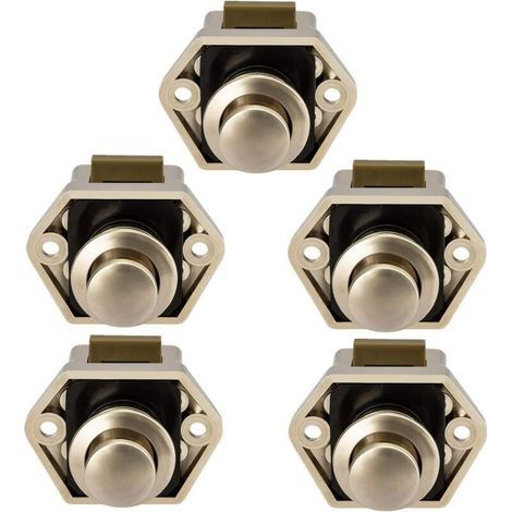 Wohnmobil-Druckknopf – Möbeltürriegelschloss, Schubladenschrankverschluss für Wohnmobil, Wohnwagen, 5 (Nickel) (1/4)