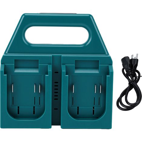 Stazione di ricarica a 4 porte compatibile con i modelli BL1830, BL1850, BL1840, BL1845, BL1815, BL1820 e BL1860B. Include supporto per la ricarica e per riporre le batterie. (1/5)