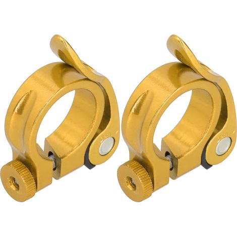 Lot de 2 colliers de serrage rapide pour tige de selle de vélo 31,8 mm, compatibles avec les tiges de selle de 27,2 mm (doré). (1/5)