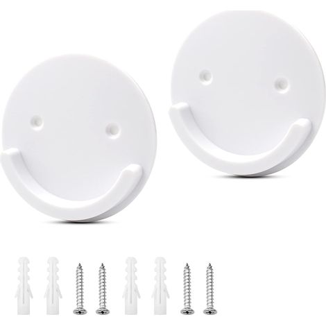 2 pièces Rideau de Douche Tringle Supports Muraux Universels pour Tringle à Rideau de Douche (Rond, Blanc) (1/5)