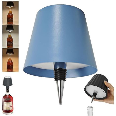 Lampe sans fil pour bouteille, 3 couleurs rechargeables, idéale pour les bars (bleu). (1/5)