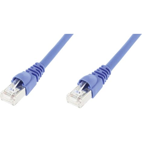 Telegärtner 100008646 RJ45 Patchkabel CAT 6a S/FTP 5.00 m Blau Flammwidrig, mit Rastnasenschutz, Fla