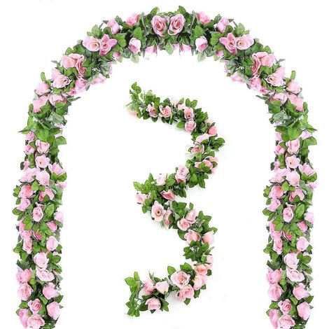 Guirlande de roses artificielles de 2,2 m, idéale pour les mariages, les hôtels, les bureaux, les fêtes et les loisirs créatifs. Décoration végétale pour la maison, les hôtels, les fêtes et le jardin. (1/5)