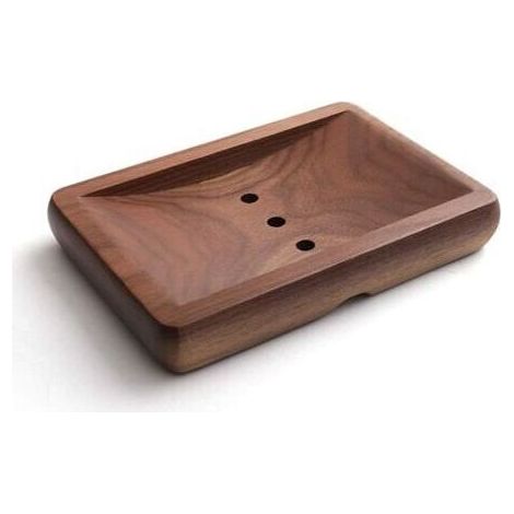 Support à vaisselle en bois de noyer noir pour douche, avec trous creux, porte-éponge de cuisine fait à la main pour voyage et maison, 11,7 x 9,2 x 2,2 cm (1/4)