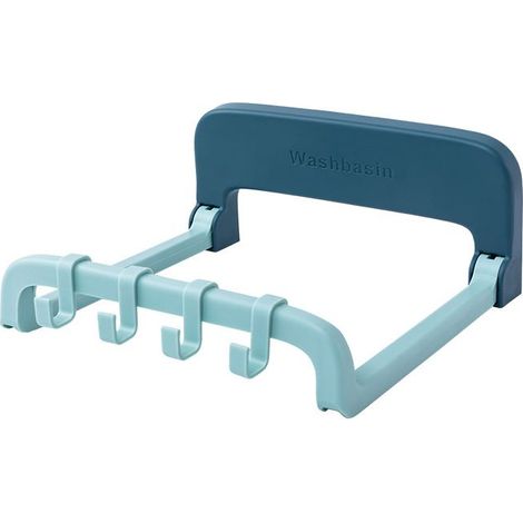 Étagère murale bleu clair pour lavabo, sans perçage, rangement pour produits de toilette et cosmétiques, gain de place (1/5)