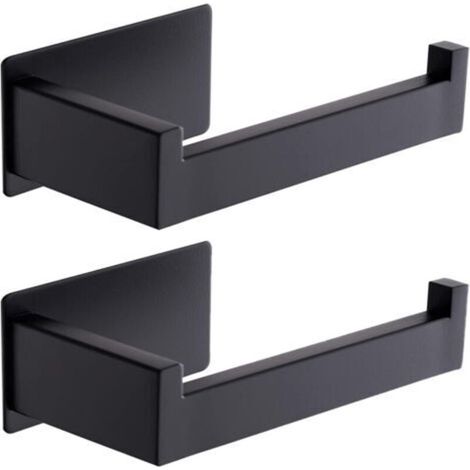Stainless steel wall-mounted toilet paper holder, no drilling required, suitable for bathroom and kitchen, black (1/5)