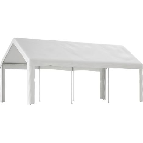 CHICFURN carpa garaje carport 598 x 299 x 283 cm blanca, estructura metálica, doble acceso (1/5)