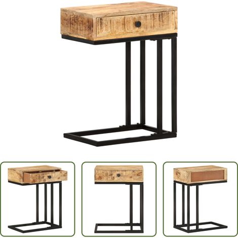 Bois de manguier - Table d'appoint en forme d'U 45x30x61cm Bois de manguier massif (1/5)