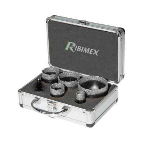 Ribimex – Lot de 5 scies cloches diamant pour grès et céramique – Diamètres 20 à 72 mm – Hauteur 40 mm – Adaptateur perceuse inclus – PRSCDX6MEV (1/2)