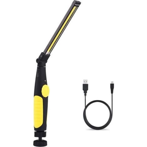 Lampe de Travail LED Rechargeable avec Aimantée et USB Pliable Rotation à 360 degré, Lampe Inspection LED Rechargeable, Lampe D'inspection pour Atelier de Ménage Camping en Plein Air Randonnée (Jaune) (1/4)