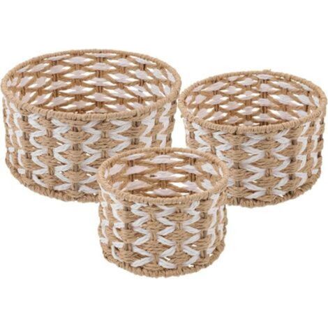 Paniers de rangement tressés, caisses de rangement empilables, boîtes de rangement pour produits cosmétiques, adaptés aux salles de bains, buanderies, garde-manger et armoires.