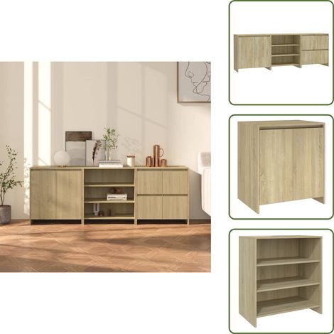 Aparadores con puertas - vidaXL Aparador de 3 piezas madera manufacturada color roble Sonoma - Aparadores con estantes
