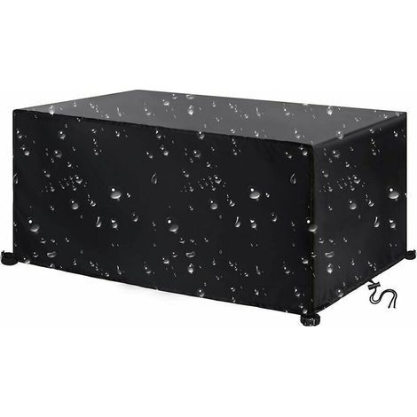 Housse de salon de jardin 220x110x75 cm – Tissu Oxford 420 imperméable – Résistante au vent et aux UV – Protection noire pour table rectangulaire - 220x110x75cmprotection (1/5)