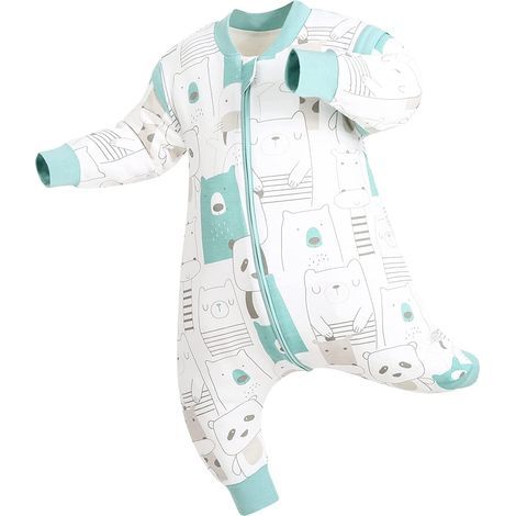 Gigoteuse bébé à manches longues avec jambes fendues, 0,5 Tog, en coton, respirante, pour nouveau-né (Panda Man, 80-95 cm) (1/3)