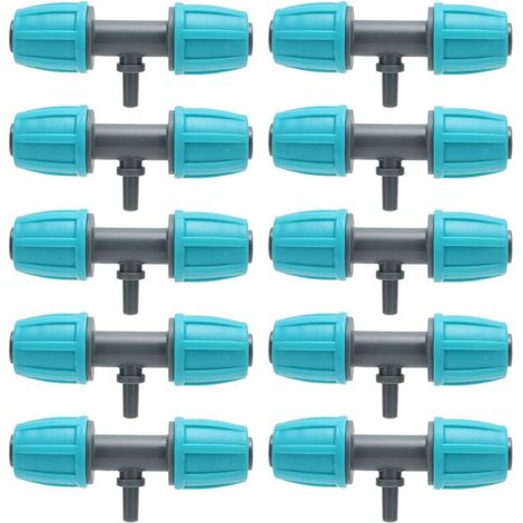 AIPERQ 10pcs 16 mm à 4/7 TEE BARBED TEE INRIGIGATION Tube réduisant le connecteur Ajustement pour Garden Courtyard (1/4)