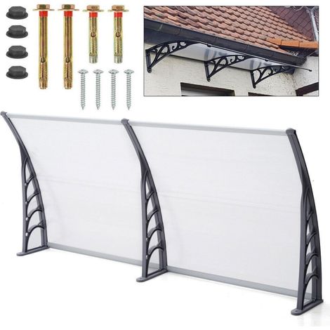 Vordach für Eingangstür - Aluminium-Vordach 120cm/150cm/200cm Vordach Haustür Überdachung Pultvordach Haustürvordach Wetterfest Überdachung Haustür aus Aluminium und Polycarbonat (200cm)