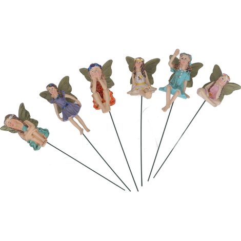 Lot de 6 figurines de fées miniatures, statues d'elfes féeriques, décoration pour mini-jardins, terrasses et pots de fleurs. (1/5)