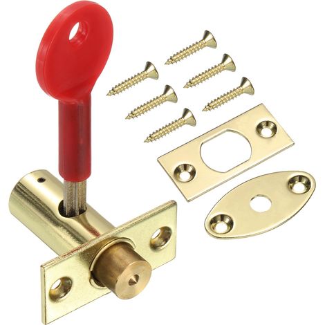 Cylindre En Acier, 16 mm Serrure À Mortaiser Cachée Serrure À Tube Caché Avec Clé Et Vis Pour Quincaillerie De Porte, Or Brillant/Rouge (1/5)