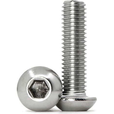 AIDUCHO M8 x 25 mm, 20 tornillos de cabeza abombada hexagonal, acero inoxidable 304, tornillos hexagonales totalmente roscados. (1/5)