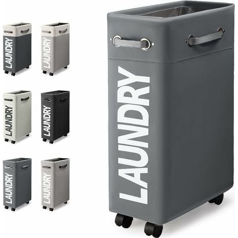 Cesto de ropa plegable de 45 litros con 4 ruedas – Tejido Oxford 600D – Interior de PVC impermeable – Diseño ultradelgado para espacios reducidos (1/5)