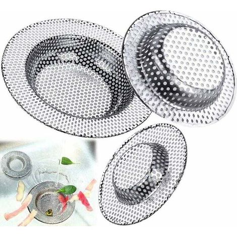 Lot de 3 Crépine dÉvier Cuisine, Filtre à Évier en Acier Inoxydable Anti-Engorgement avec Trous Perforés, Drains dEvier Durables, Idéal pour Les Évier de Cuisine