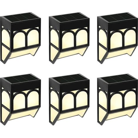 Lampe solaire de jardin extérieure - Lampes solaires décoratives étanches pour terrasse, clôture, patio, escalier, paysage, cour et allée (blanc chaud/changement de couleur - lot de 6) (1/5)