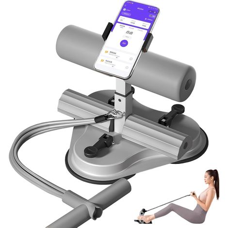 1 Barre de sit up, auto-amorçage, 3 ventouses, support téléphone, ABS, réglable, gym maison (1/5)