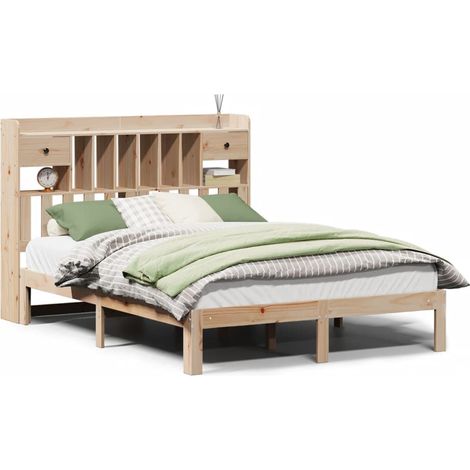 Maison Exclusive - Massivholzbett mit Regal ohne Matratze 140x200