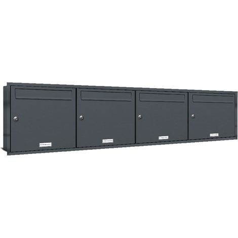 4er Briefkasten Anlage Unterputz Montage RAL 7016 Anthrazit (1/5)
