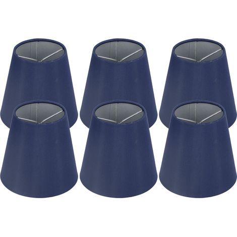 Lot de 6 abat-jour en tissu, style moderne et épuré, bonne transmission de la lumière, pour ampoule E14 (miniature) ou plafonnier, A3 02, bleu foncé (1/5)