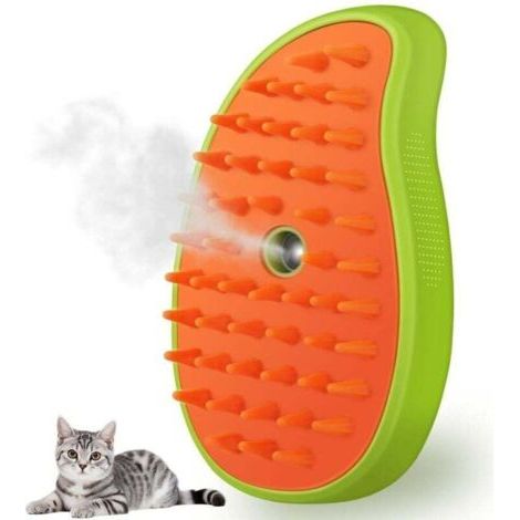 Spazzola a vapore per gatti, spazzola a vapore 3 in 1, spazzola massaggiante in silicone, pettine per peli di animali (verde)