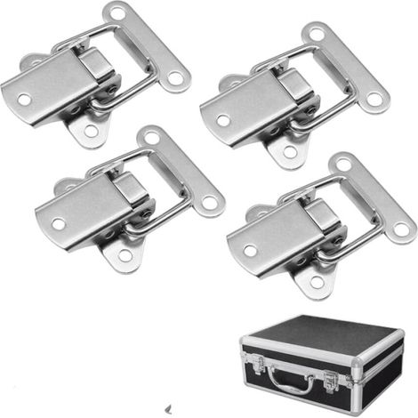 4 Pcs Loquet à Bascule en Acier Inoxydable à Ressort, Fermoir de Tension Robuste, Fermeture à Levier pour Boîte à Outils, Tiroir de Placard, Casier de Camping, Valise