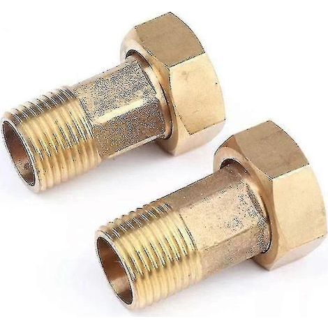 Ensemble de 2 raccords à vis pour compteur d'eau 1" écrou union x filetage extérieur 3/4" finition dorée. (1/5)