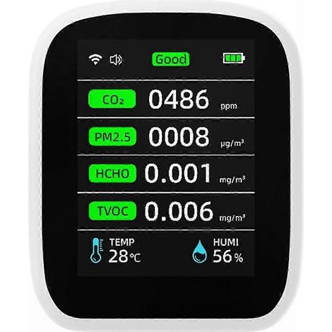 8-in-1 CO2-Monitor für Innenräume, Kohlendioxidsensor mit Temperatur- und relativer Luftfeuchtigkeitsmessung, Luftqualitätsdatenlogger (1/5)