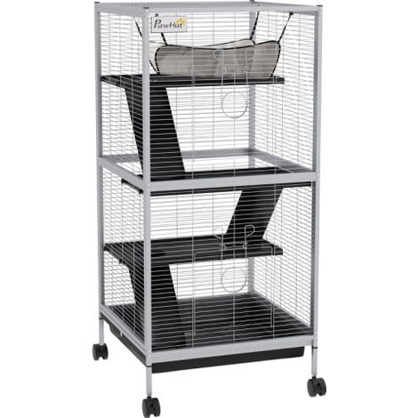 Light Grey Small Animal Cage with Wheels and Platforms-Ideal Pet Play House for Hamsters,Guinea Pigs,and More (1/5)