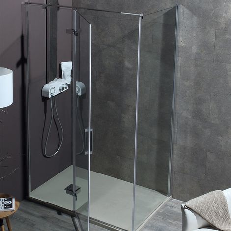 Box Doccia Angolo Dim. 100x80 cm 8MILL Cristallo 8mm Porta Battente H 200 cm - Sgancio Rapido (1/5)