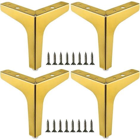 Verstellbare Schrankbeine, Möbelbeine aus Metall, Ersatzbeine für Möbel, goldene dreieckige Tisch-, Schrank- und Kommodenfüße, robuste Ausführung, 15 cm (6 Zoll), Gold