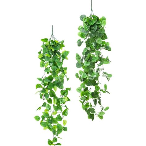 Abaodam Lot de 2 plantes artificielles vertes suspendues, décoration murale créative (1/5)