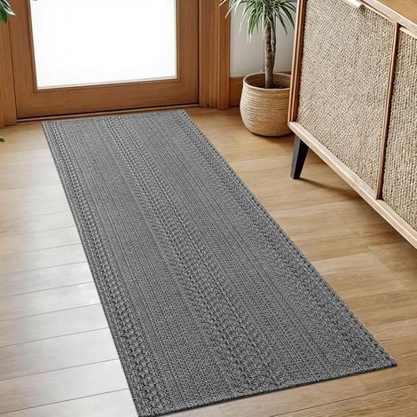 Tapis Cuisine Lavable 60x180cm, Tapis de Salon en Coton, Tapis Couloir en Machine, Facile à Nettoyer pour Couloir, Buanderie, Chambres à Coucher, Passage, Gris (1/5)