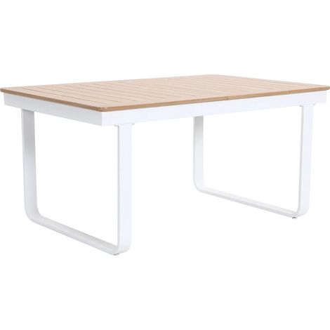 Tavolo da giardino allungabile in alluminio L.155/246 cm Naturale chiaro e bianco - SERUNO di MYLIA