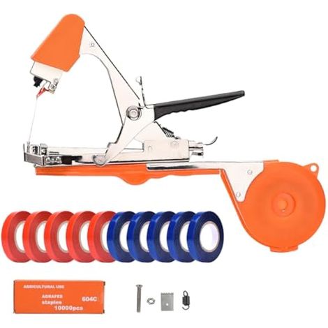 Machine à attacher les tomates, outil de ruban adhésif de jardin pour vigne, concombre, fruits, légumes et fleurs, orange (1/5)